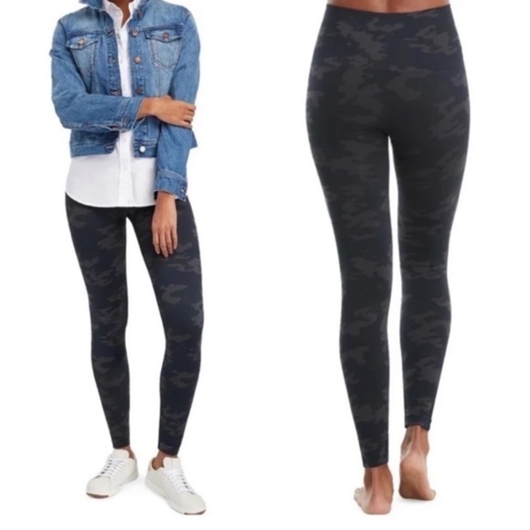 SPANX Black‎ Camo Seamless Leggings for Women Tummy Control - Picture 2 of 8